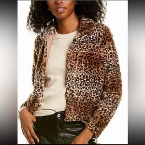 Sage The Label Cropped Leopard Faux Fur Jacket, NWOT
